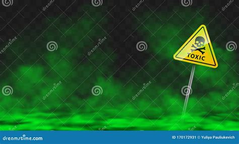 Warning Sign in Toxic Green Smoke or Fog Clouds Stock Vector ...