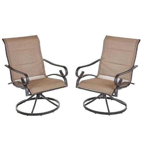 Hampton Bay Crestridge Steel Padded Sling Swivel Outdoor Patio Dining Chair In Putty Taupe 2