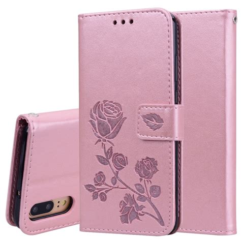 Funda De Cuero PU Con Tapa Horizontal En Relieve Rosa Para Huawei P20