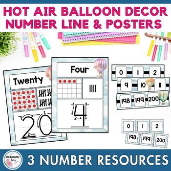 Hot Air Balloon Number Line And Number Sense Posters Classroom Decor