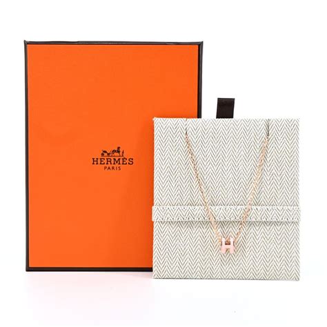 Hermes 愛馬仕 Mini Pop 經典h立體橢圓簍空項鍊85粉玫瑰金 Pchome 24h購物