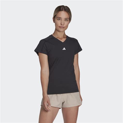 Adidas Aeroready Train Essentials Minimal Branding V Neck Tee Black