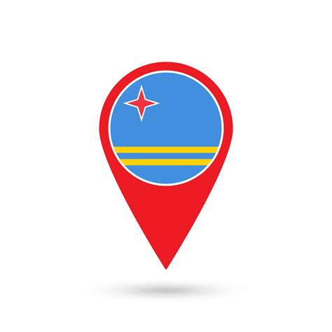 Map pointer with country Aruba. Aruba flag. Vector illustration