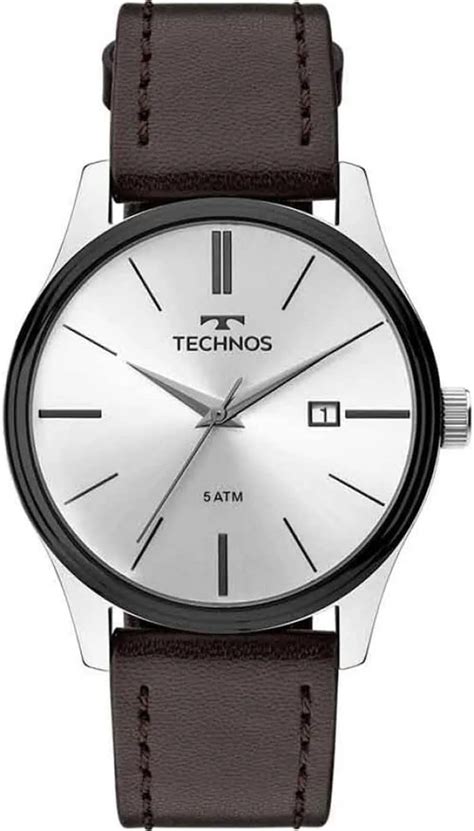 Relógio Analógico Technos Steel Masculino Pulseira de Couro Marrom