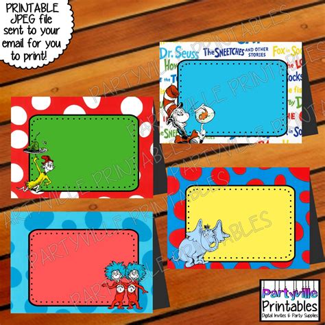 Dr Seuss Food Tents Place Cards Food Tags By Partyvilleprintables