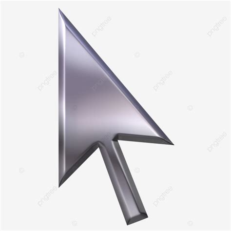 3d Silver Pointer Cursor Pointer Bright Isolated Metal Silver Png