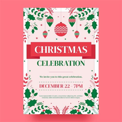 Premium Vector Flat Christmas Season Invitation Template