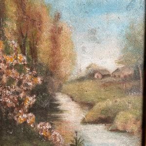 Antique Cottage Landscape Oil Painting - Etsy