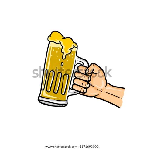 Hand Holding Full Glass Beer Stock Vector Royalty Free 1171693000