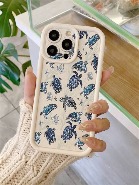 1 pieza Funda de teléfono con diseño de patrón de tortuga con agujeros