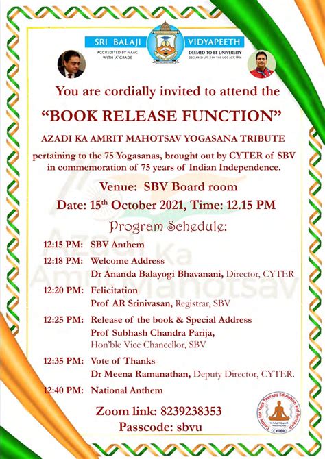 Book Releasing Ceremony Pertaining To Azadi Ka Amrit Mahotsav Yogasana