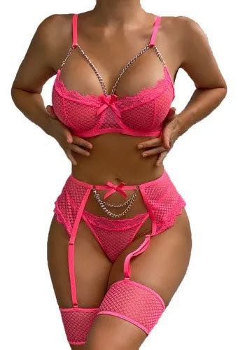 Conjunto De Lingerie Sexy Feminino Babydoll Sutiã Calcinha Parcelamento sem juros