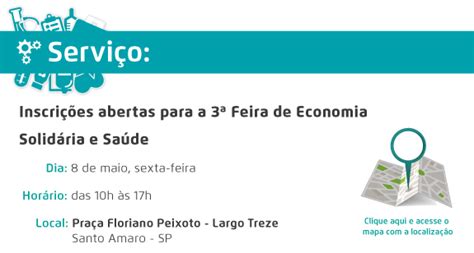 Inscri Es Para Expor Na Feira De Economia Solid Ria E Sa De Da