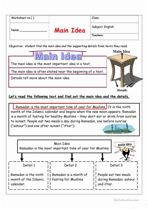 Summarizing Main Idea And Details Worksheets