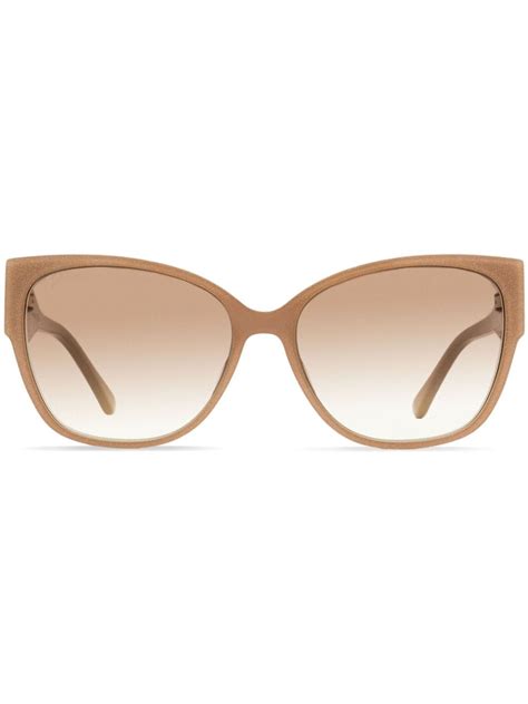 Jimmy Choo Shay Oversize Frame Sunglasses In Konha Nude Glitter Modesens