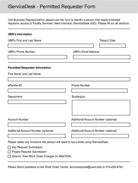 Fillable Online Iservicedesk Permitted Requester Form Fax Email Print