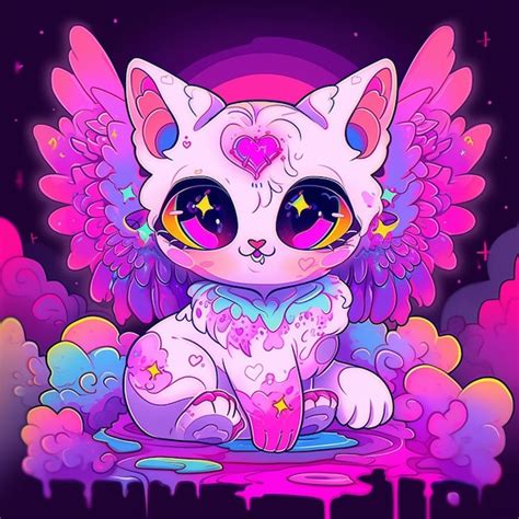 Premium Photo | Anime cat with wings and a heart on its chest generative ai