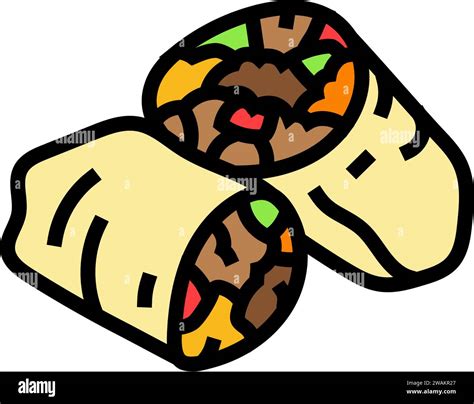 Burritos Mexican Cuisine Color Icon Vector Illustration Stock Vector