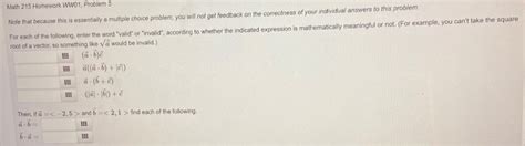 Solved Math 215 Homework WW01, Problem 5 Note that because | Chegg.com 