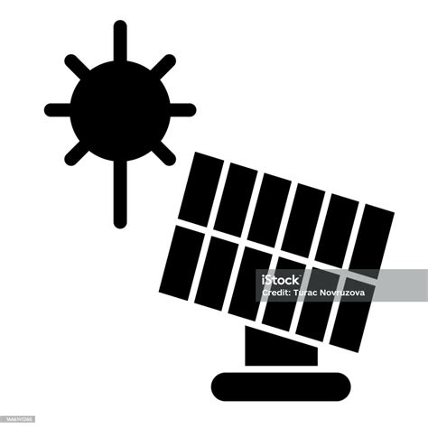 Solar Panel Solid Icon Sun Energy Vector Illustration Isolated On White