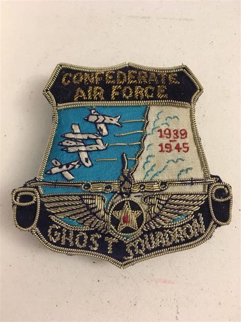 Rarer Bullion 3” X 3” Vintage Confederate Air Force Ghost Squadron Patch Pin 1921354091