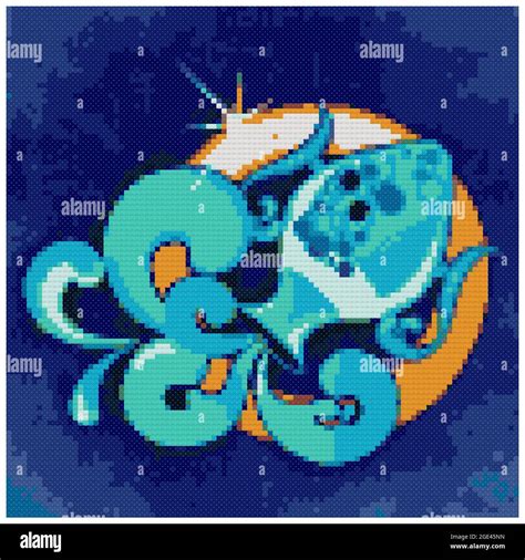 Cute Zodiac Signs Icon Aquarius Illustration Of Cross Stitch