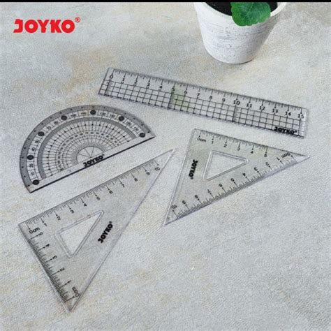 Ruler Set JOYKO RL PS2 1set Isi 4 Penggaris Busur Siku Segitiga Set