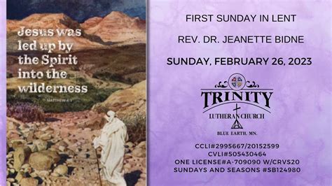 Trinity Lutheran Church Blue Earth Mn First Sunday In Lent February