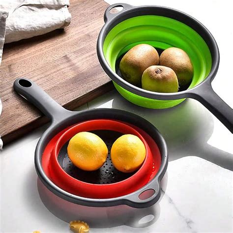 Packs Foldable Silicone Colander With Handles Foldable Strainer For