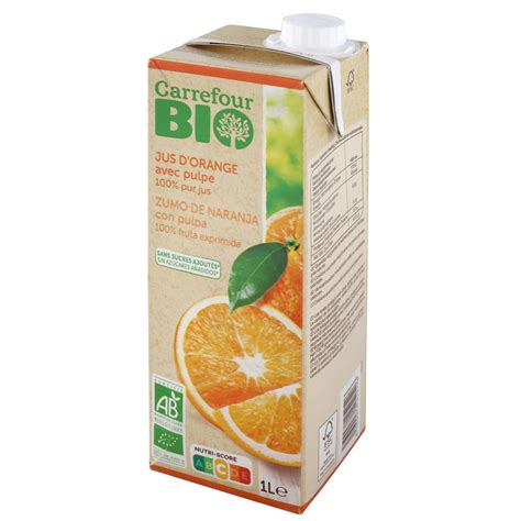 Zumo de naranja con pulpa ecológico Carrefour Bio brik 1 l