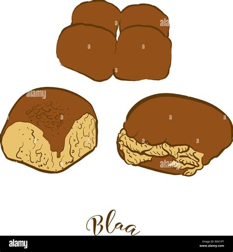 Bocetos De Color Blaa Pan Dibujo Vectorial De Bun Alimentos