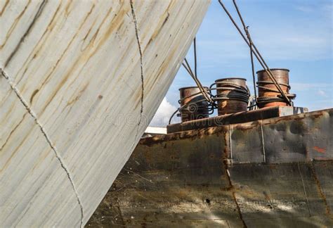 Stranded Ship On The Bank Of The Danube River Stock Photo Image Of