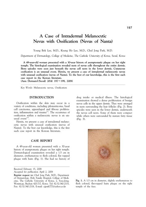 Pdf A Case Of Intradermal Melanocytic Nevus With Ossification Nevus