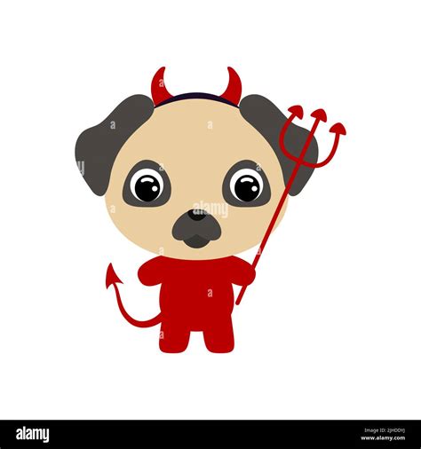 Cute Little Halloween Dog In A Devil Costume Cartoon Animal Character