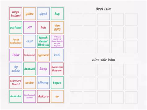 özel cins isim Group sort