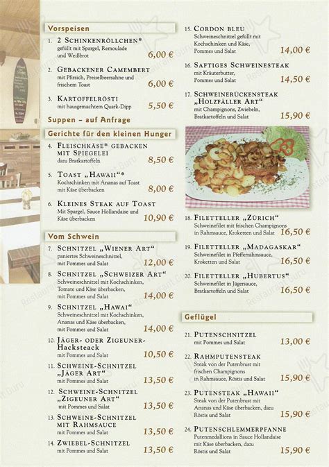 Speisekarte Von Restaurant Pilsstube Speisekammer Nohen