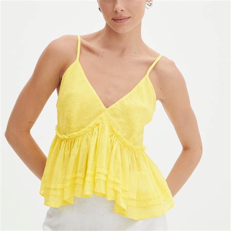 Glassons Yellow Linen Ruffle Cami Sold Out Very Depop