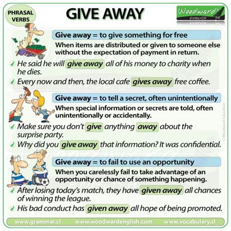 Give Away Phrasal Verb Meanings And Examples Woodward English