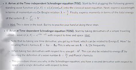 Solved A Arrive At The Time Independent Schrodinger