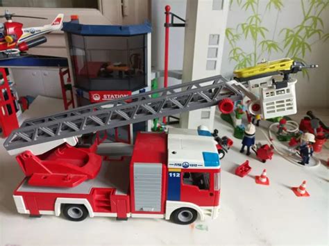 Playmobil Lot Caserne Pompier Camion H Licopt Re Intervention