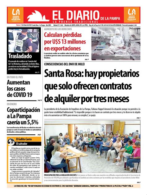 Tapa De El Diario En Papel Viernes De Enero De El Diario De