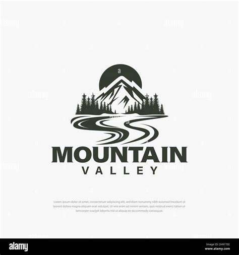 Diseño de logotipo simple picos y valles de montaña ríos plantillas