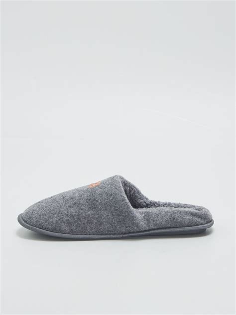 Chaussons Mules En Feutrine Gris Kiabi