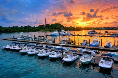 Sunrise over Jupiter Inlet Lighthouse and Marina | Justin Kelefas Fine ...