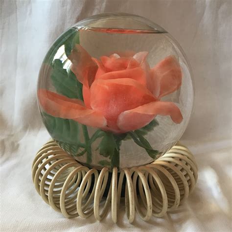 A Vintage Glass Water Filled Globe With Plastic Rose From France Mcm Called Le Rosarium Water