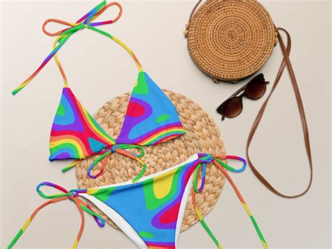 LGBTQ String Bikini LGBTQ Flag Bikini Rainbow Swirl Pride Bikini Set Pride Parade String Bikini