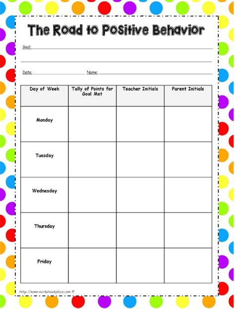 Positive Behavior Contract Worksheets