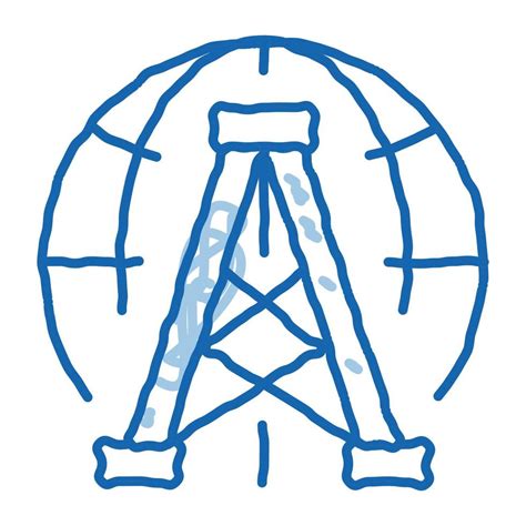 Oil Derrick Planet Problem Doodle Icon Hand Drawn Illustration