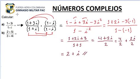 EJEMPLO OPERACIÓN USANDO LA CONJUGADA ENTRE NÚMEROS COMPLEJOS YouTube