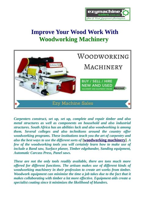 Ppt Use Woodworking Machinery And Improvement Your Wood Work